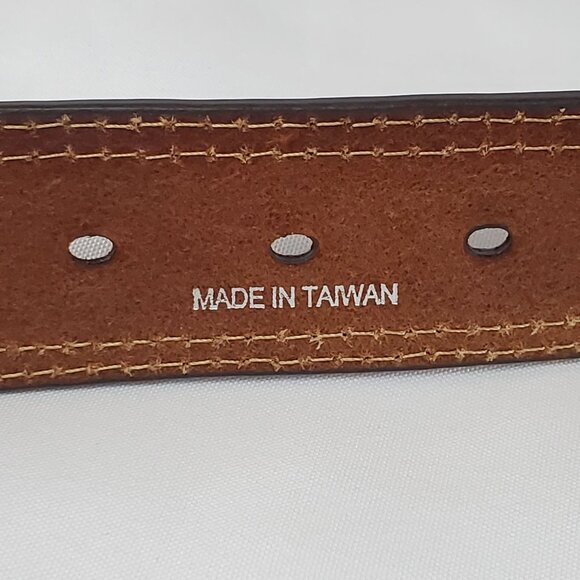 Nocona 32" Men's Western Tapered Floral Tooled Western Belt Silver Buckle - Picture 3 of 9